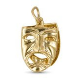 Vintage Yellow Gold Theater Masks Dangle Charm Pendant
