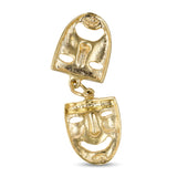 Vintage Yellow Gold Theater Masks Dangle Charm Pendant