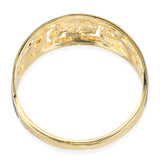 Vintage 14k Yellow Gold Black Enamel Floral Openwork Ring