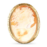 Antique Victorian 11k Yellow Gold Cameo Allegory of Day and Night Pendant Brooch