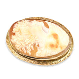 Antique Victorian 11k Yellow Gold Cameo Allegory of Day and Night Pendant Brooch