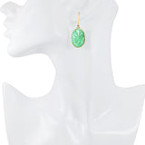 Vintage 14k Yellow Gold Carved Jadeite Floral Motif Dangle Earring Jackets