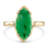 Vintage Yellow Gold Carved Jadeite Solitaire Ring