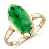 Vintage Yellow Gold Carved Jadeite Solitaire Ring