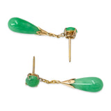 Vintage Yellow Gold Green Jadeite Dangle Earrings