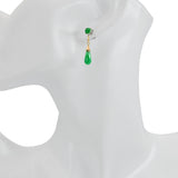 Vintage Yellow Gold Green Jadeite Dangle Earrings