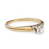 Vintage 14k Yellow Gold 0.22ct Old Euro Diamond Solitare Ring