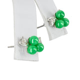 Vintage 15k White Gold Jade and Diamond Stud Earrings