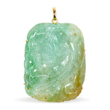 Vintage 18k Yellow Gold Jadeite Carved Dragon Pendant
