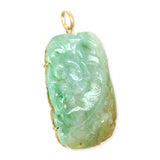Vintage 18k Yellow Gold Jadeite Carved Dragon Pendant