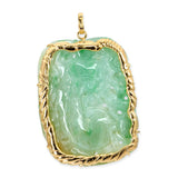 Vintage 18k Yellow Gold Jadeite Carved Dragon Pendant
