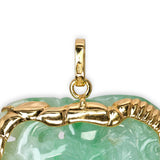 Vintage 18k Yellow Gold Jadeite Carved Dragon Pendant