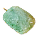 Vintage 18k Yellow Gold Jadeite Carved Dragon Pendant