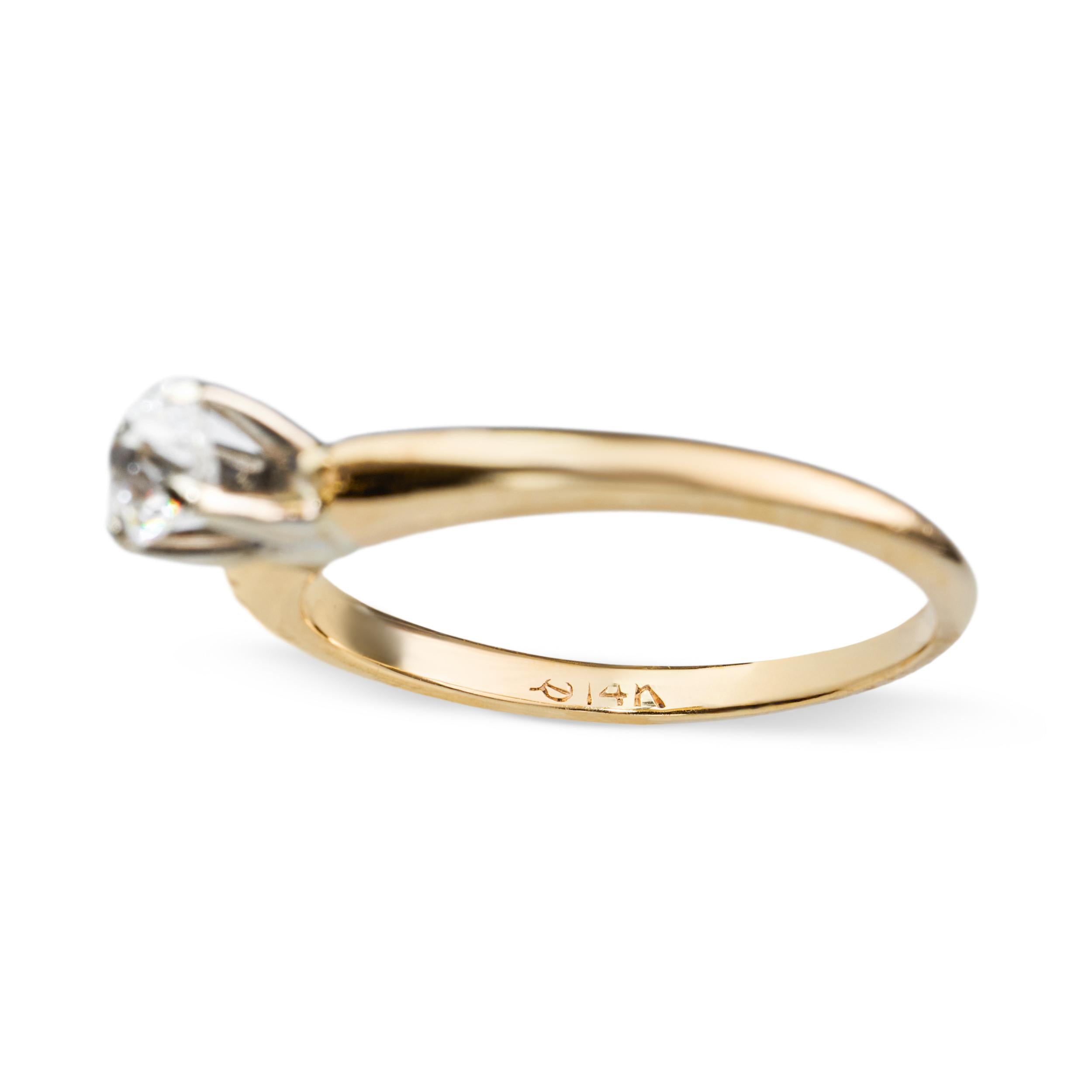 Vintage 14k Yellow Gold 0.22ct Old Euro Diamond Solitare Ring