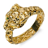 10k Yellow Gold Italian Geometric Panther Design Ring