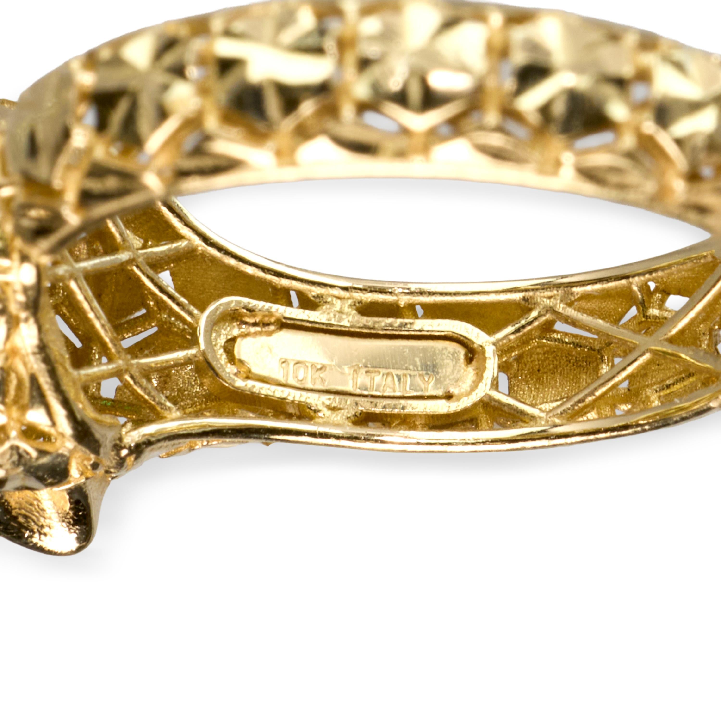 10k Yellow Gold Italian Geometric Panther Design Ring