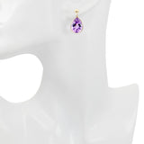 14k Yellow Gold 16.0tcw Amethyst Drop Earrings