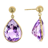 14k Yellow Gold 16.0tcw Amethyst Drop Earrings