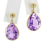 14k Yellow Gold 16.0tcw Amethyst Drop Earrings