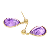 14k Yellow Gold 16.0tcw Amethyst Drop Earrings