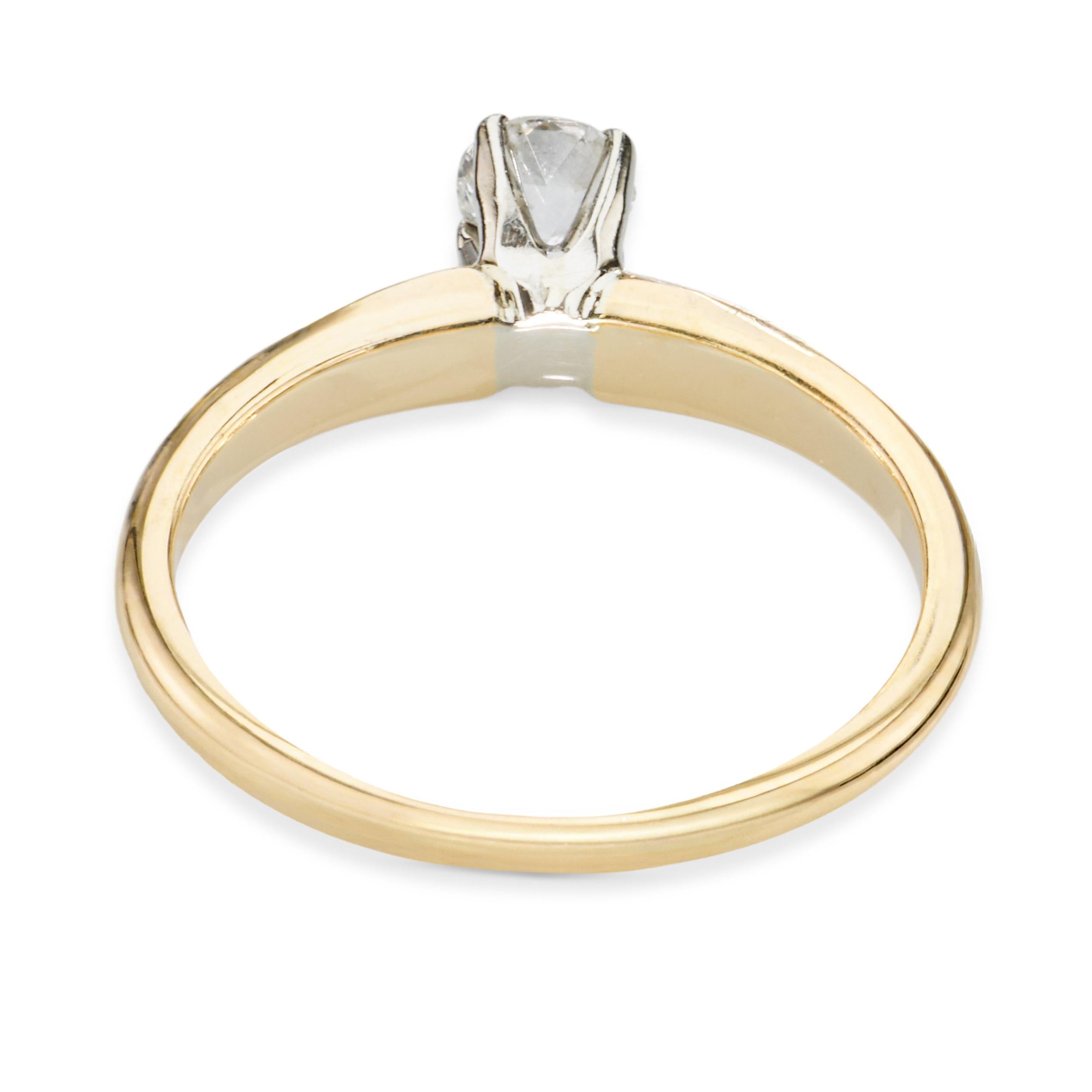 Vintage 14k Yellow Gold 0.22ct Old Euro Diamond Solitare Ring