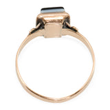 Antique 10k Rose Gold Banded Onyx Engraved Ring