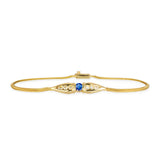 Vintage 18k Yellow Gold Sapphire and Diamond Chain Bracelet