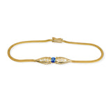 Vintage 18k Yellow Gold Sapphire and Diamond Chain Bracelet