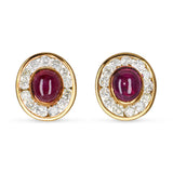 Vintage 14k Yellow Gold Ruby and Diamond Halo Stud Earrings