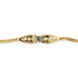 Vintage 18k Yellow Gold Sapphire and Diamond Chain Bracelet