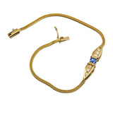 Vintage 18k Yellow Gold Sapphire and Diamond Chain Bracelet