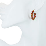 Antique 18k Yellow Gold Coral Bead Hoop Earrings