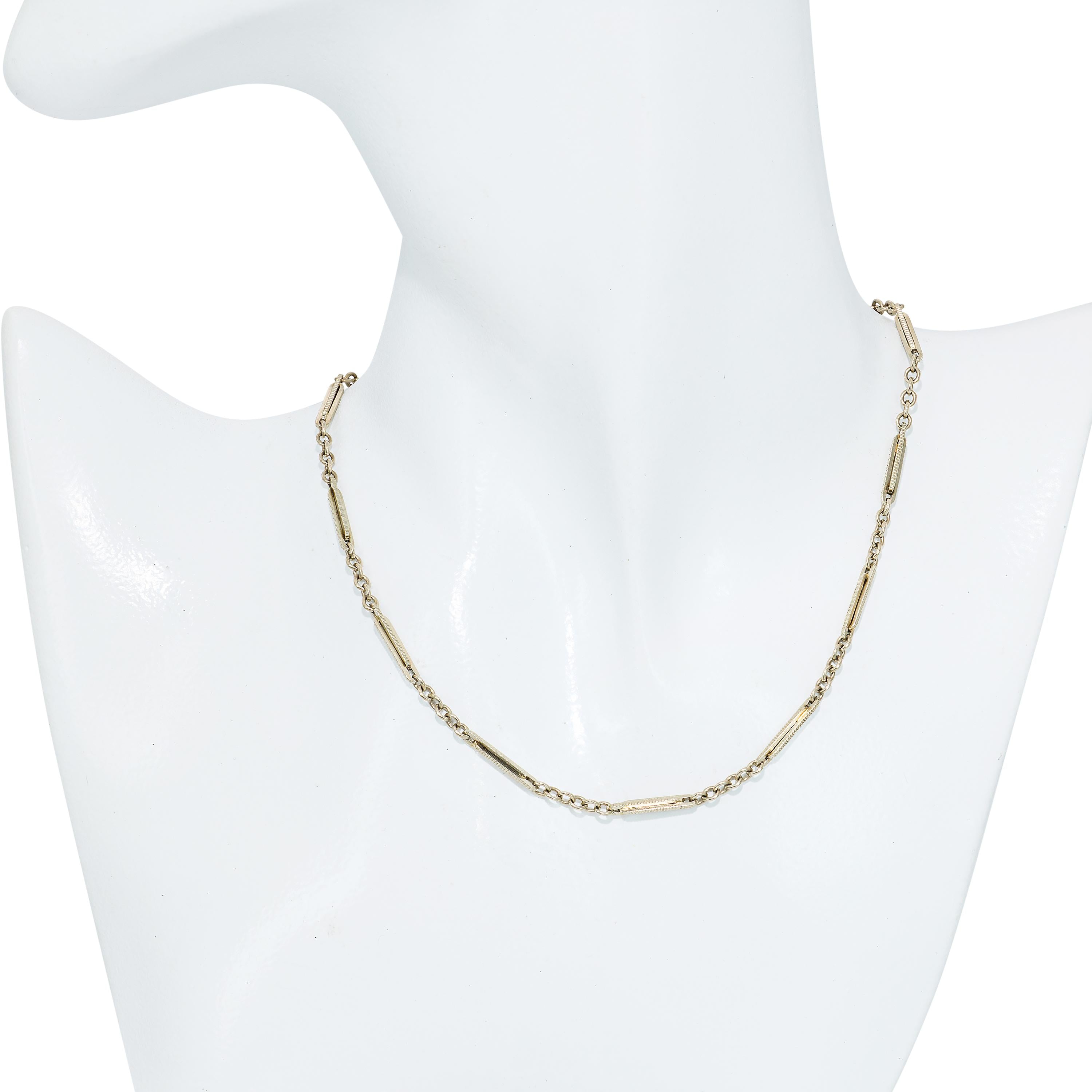 Art Deco 14k White Gold 13" Pocket Watch Fob Chain