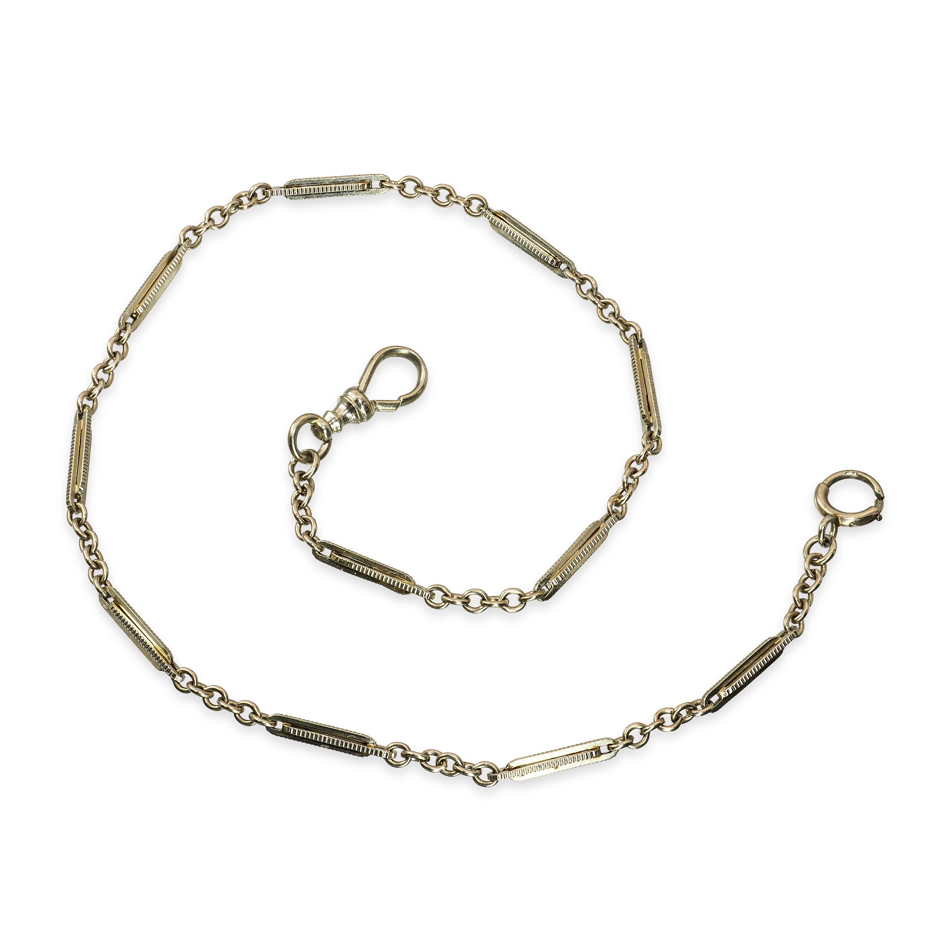 Art Deco 14k White Gold 13" Pocket Watch Fob Chain