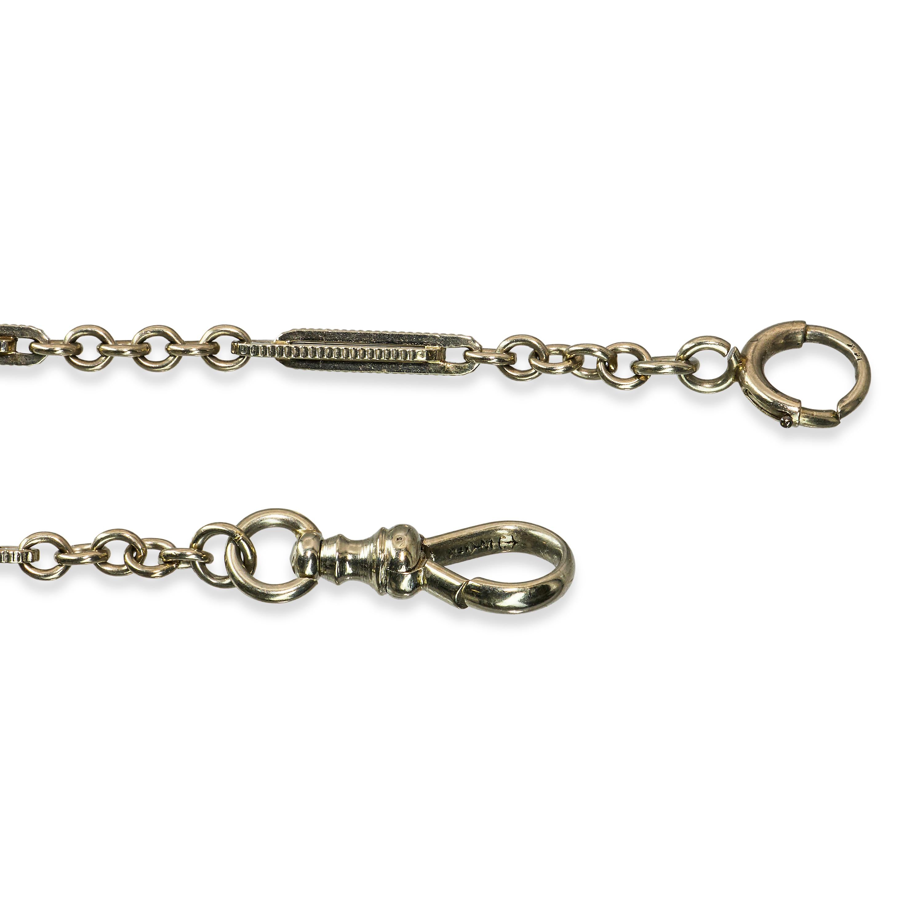 Art Deco 14k White Gold 13" Pocket Watch Fob Chain