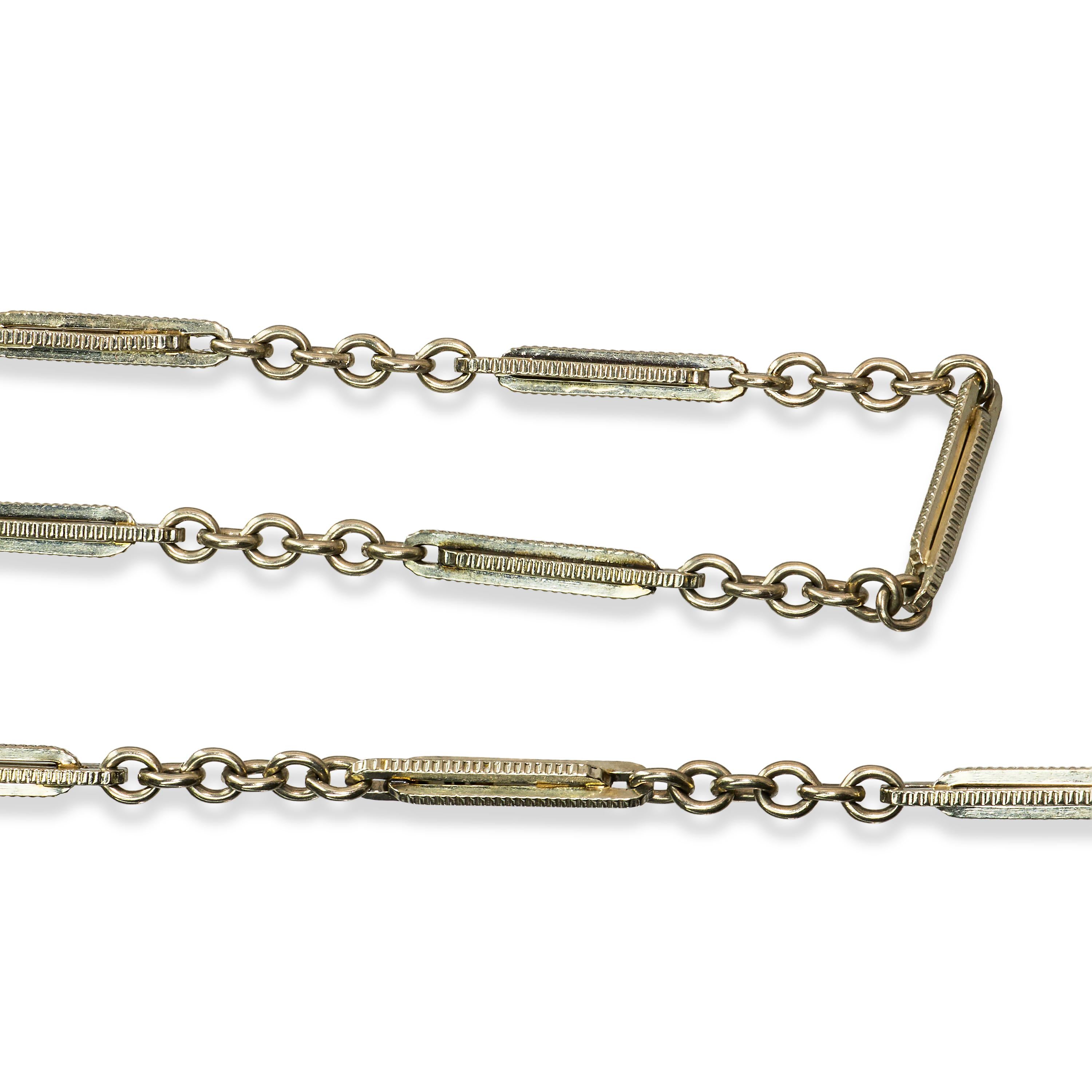 Art Deco 14k White Gold 13" Pocket Watch Fob Chain