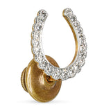 Antique 10k Rose Gold and Platinum Horseshoe Old Mine Cut Diamond Pin