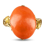 Vintage 14k Yellow Gold Coral and Floral Motif Ring