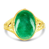 Vintage High Karat 18k Yellow Gold Jadeite Jade Ring
