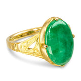 Vintage High Karat 18k Yellow Gold Jadeite Jade Ring