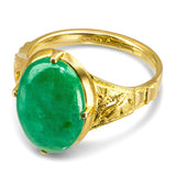 Vintage High Karat 18k Yellow Gold Jadeite Jade Ring