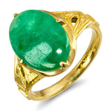 Vintage High Karat 18k Yellow Gold Jadeite Jade Ring