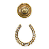 Antique 10k Rose Gold and Platinum Horseshoe Old Mine Cut Diamond Pin