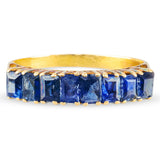 Vintage 17k Yellow Gold Sapphire Half Set Band Ring