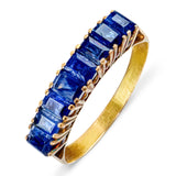 Vintage 17k Yellow Gold Sapphire Half Set Band Ring