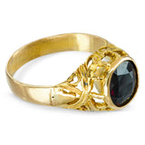 Antique Victorian 14k Yellow Gold Garnet Engraved Ring