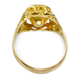 Antique Victorian 14k Yellow Gold Garnet Engraved Ring