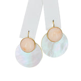 Vintage 14k Yellow Gold Coral and Mother of Pearl Earrings