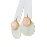 Vintage 14k Yellow Gold Coral and Mother of Pearl Earrings
