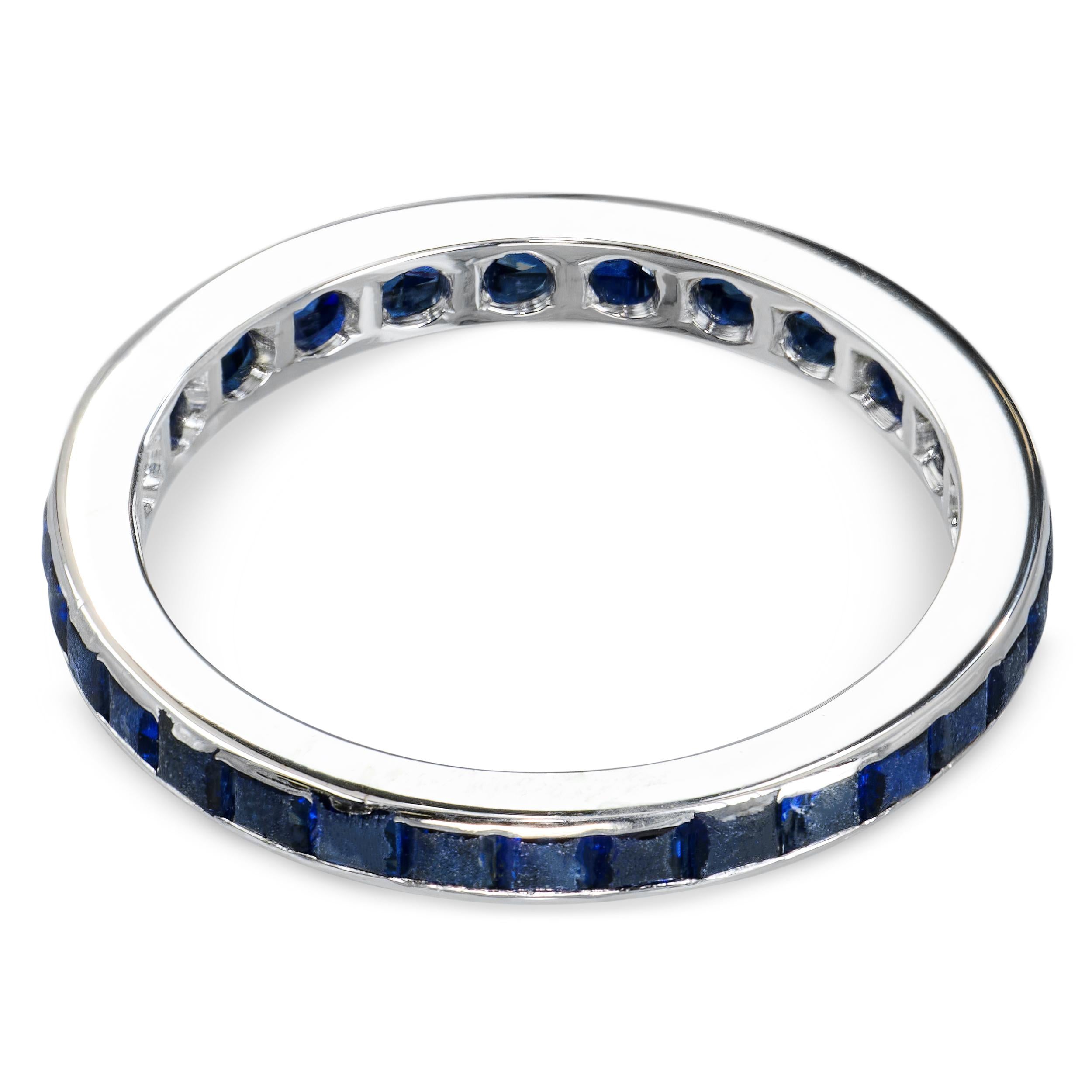 Vintage 12k White Gold Sapphire Eternity Band Ring